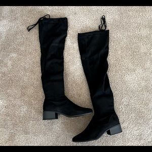 Justfab black, over the knee flat boots